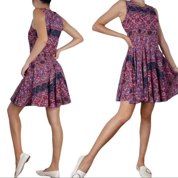 𝅺MAISON Jules Flirty A-Line Dress Mini Small Purple Floral Like New Summer - Picture 1 of 12